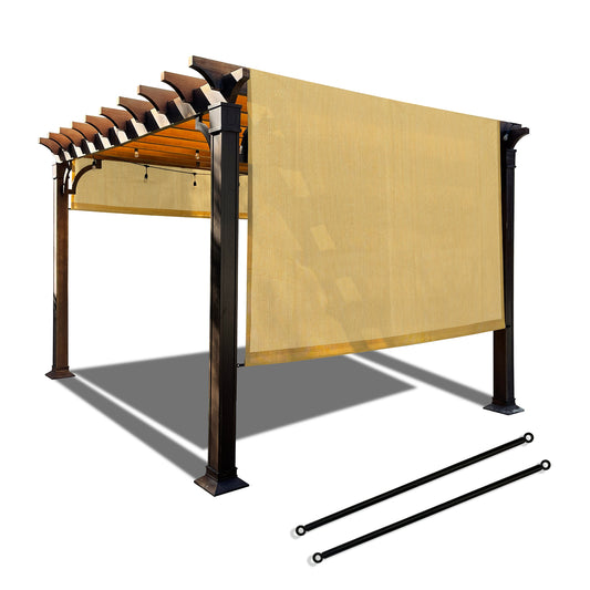 Sand breathable HDPE pergola cover with two weighted rods