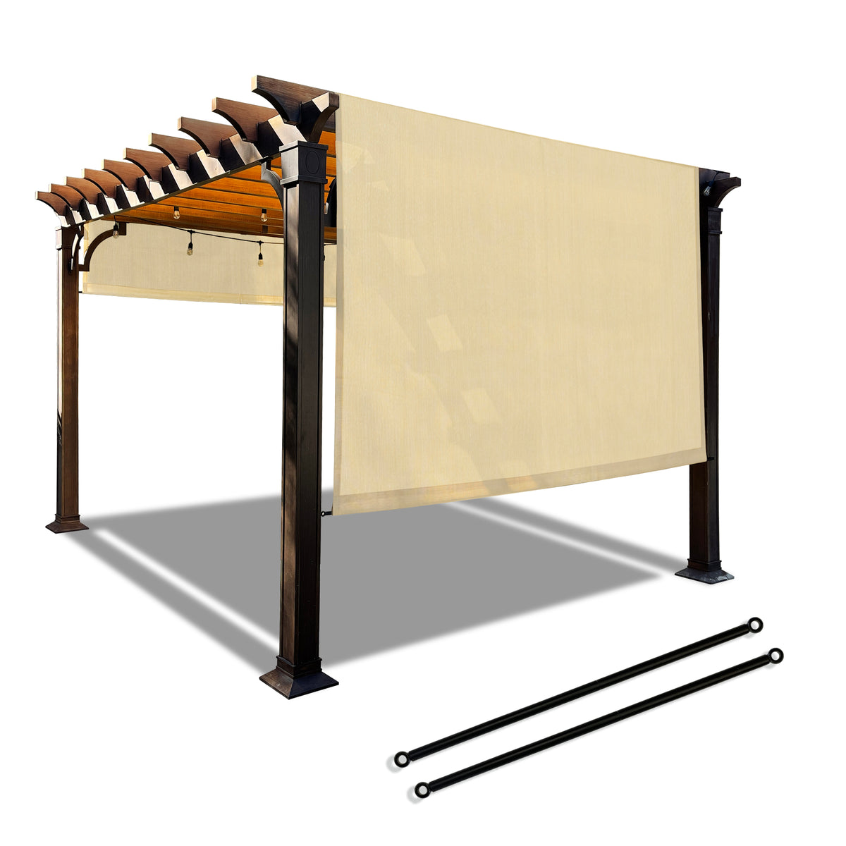 Banha Beige breathable HDPE pergola cover with two weighted rods