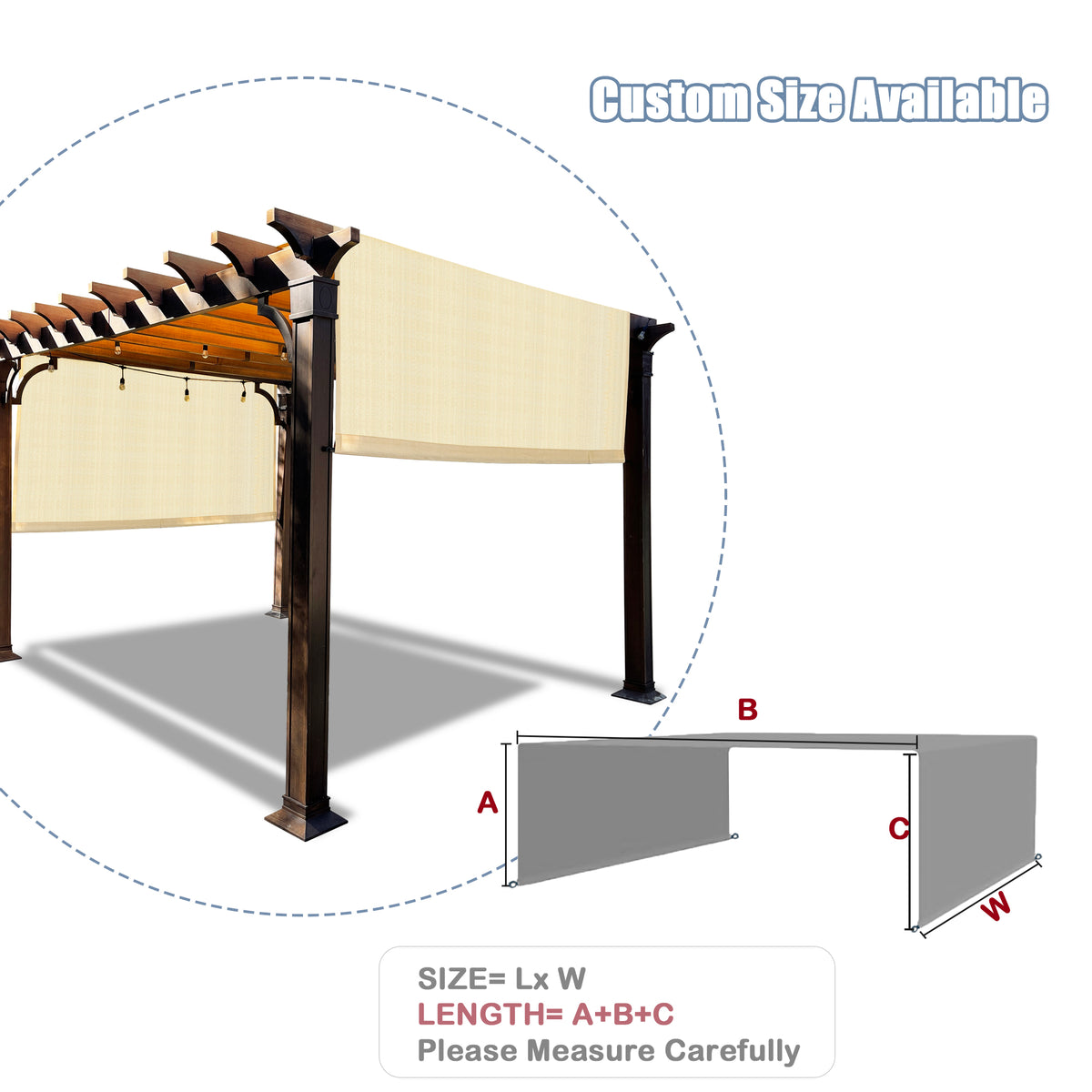Banha Beige breathable HDPE pergola cover with weighted rods, product view 7