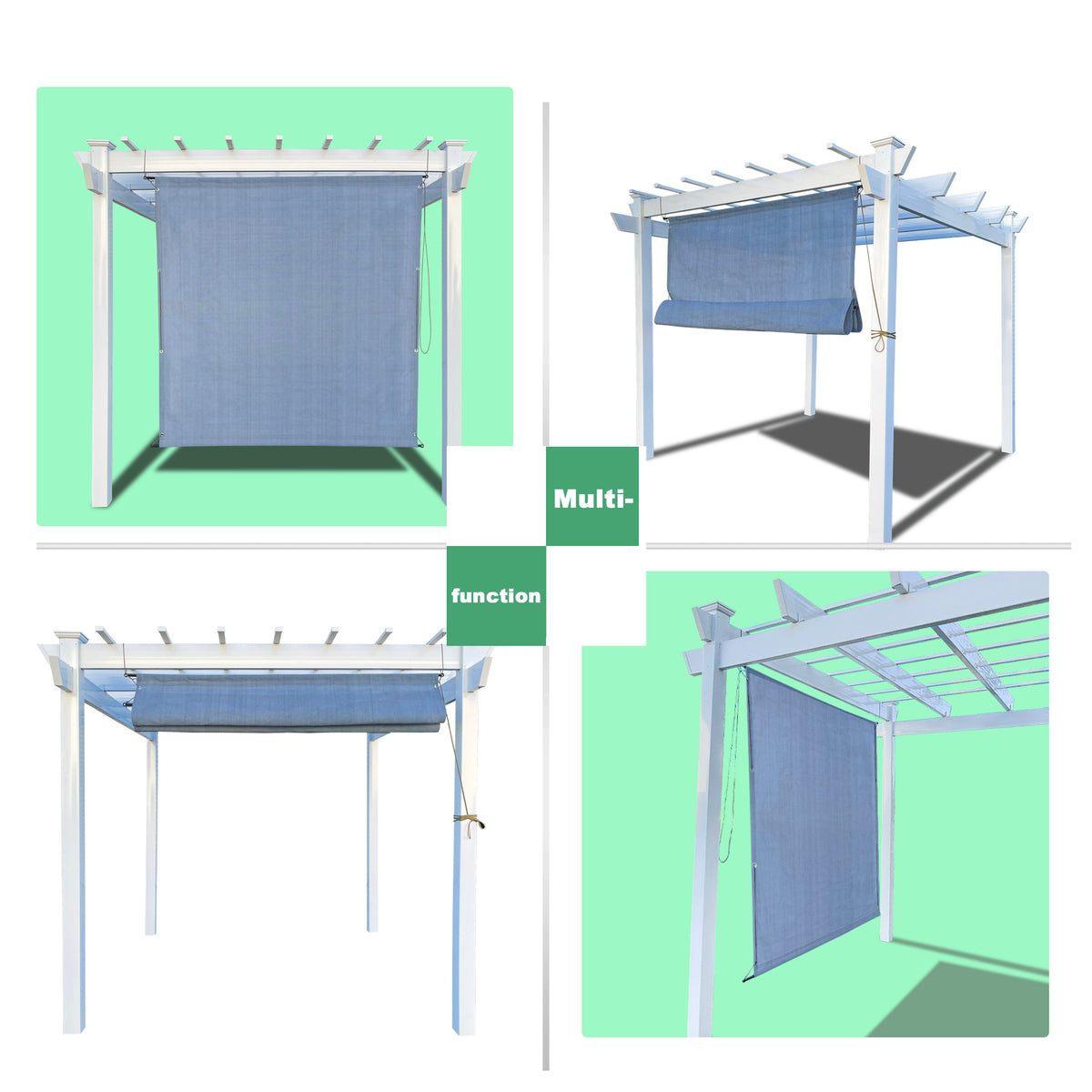 No-Drill Outdoor Roman Pergola Shade – Breathable HDPE, Grey
