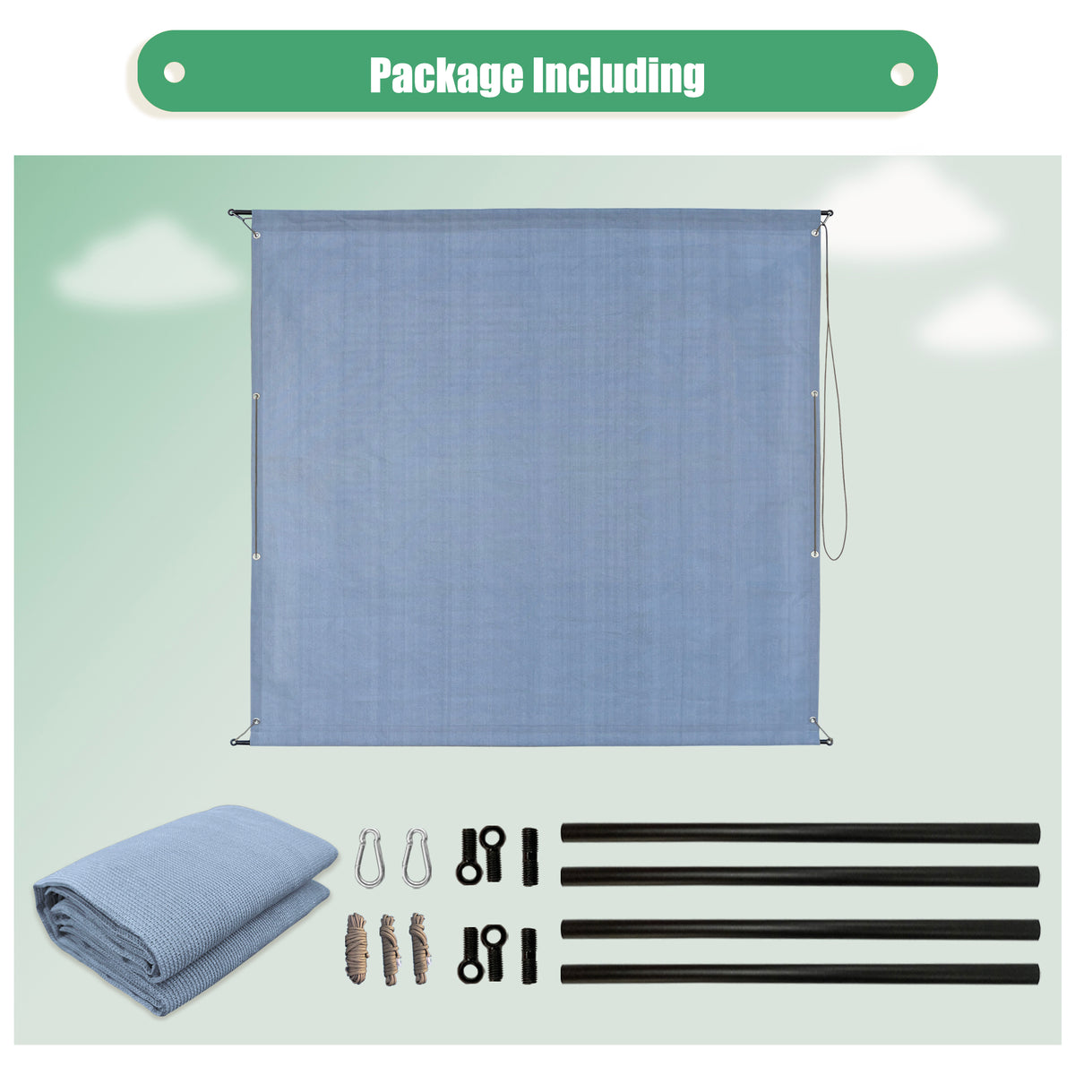 No-Drill Outdoor Roman Pergola Shade – Breathable HDPE, Grey