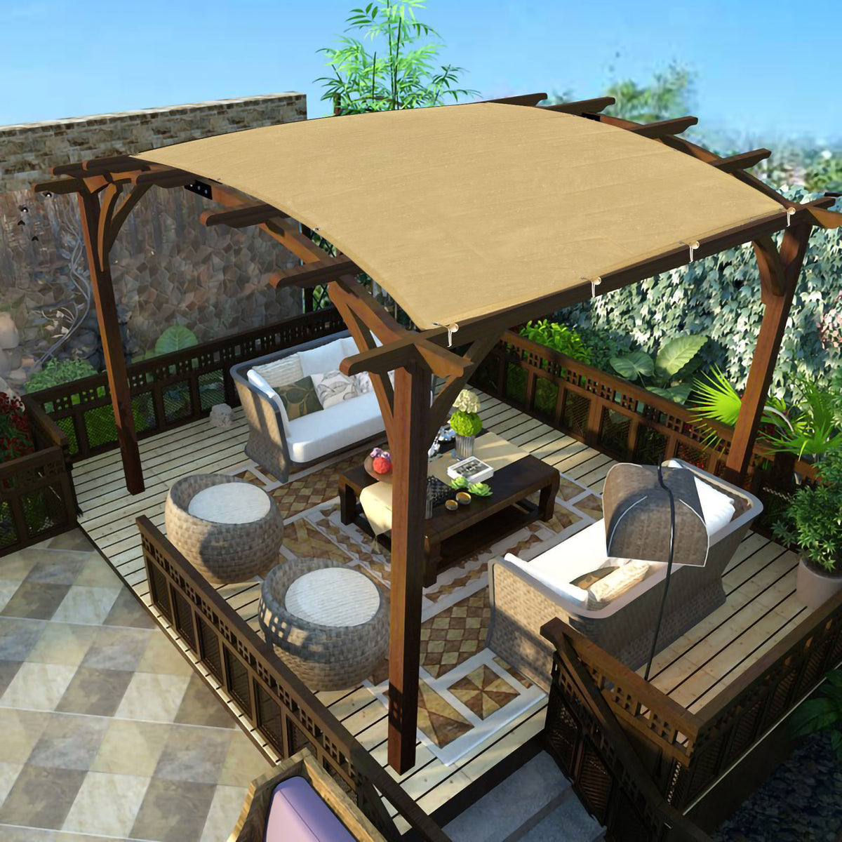 HDPE Pergola & Patio Shade Panel with Grommets – Sand