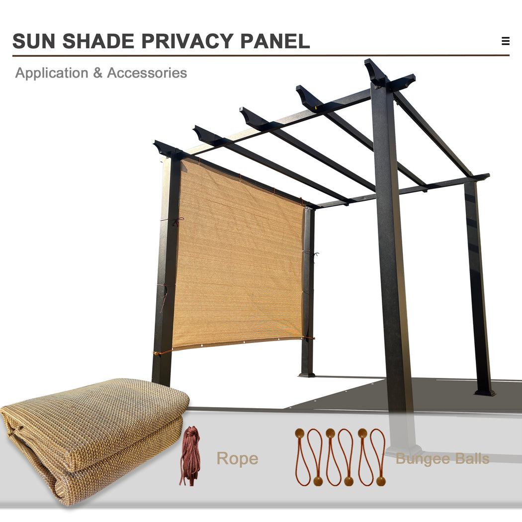 Custom Sized Sun Shade Privacy Panel (4 Sides Hemmed w/Grommets) - Walnut