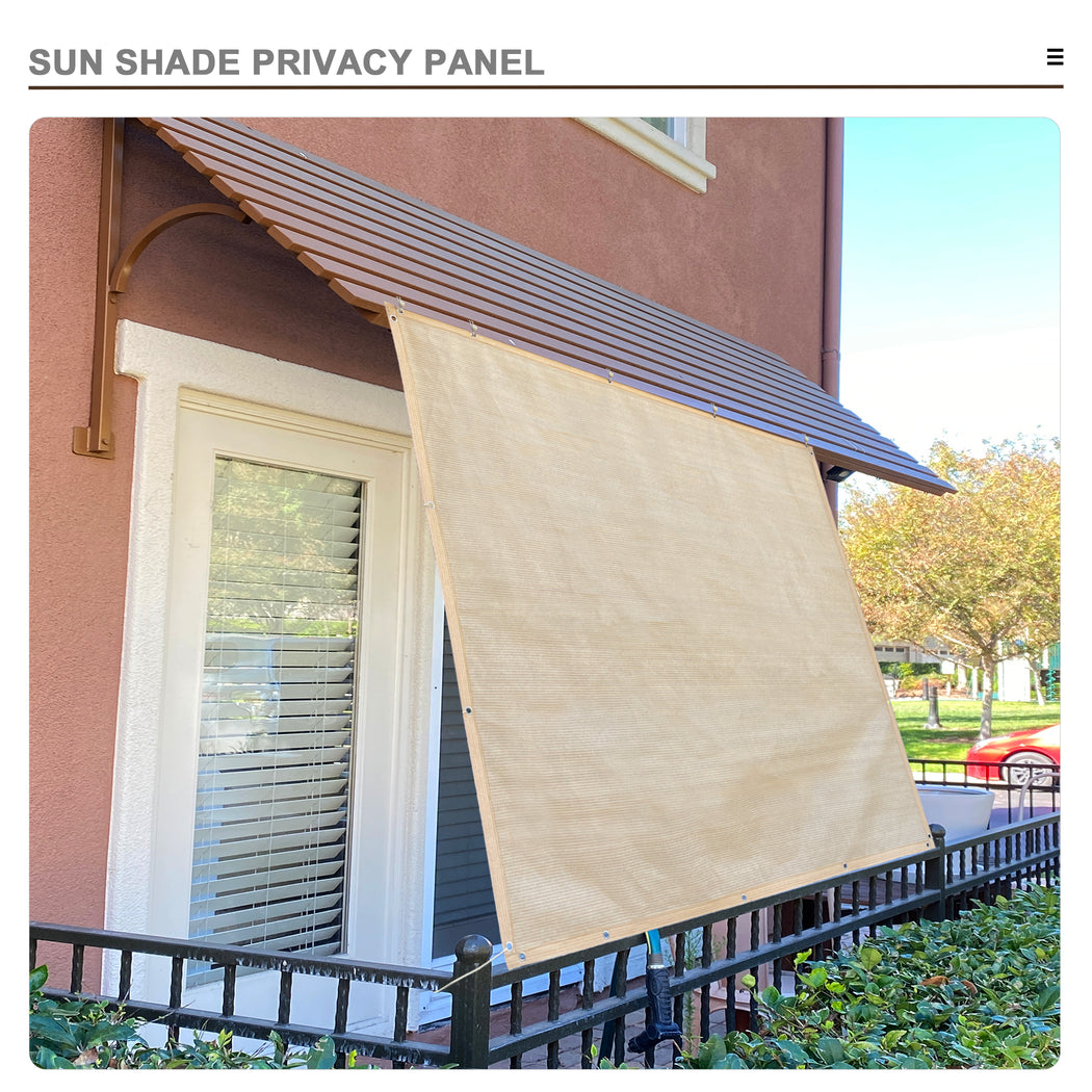 Custom Sized Sun Shade Privacy Panel (4 Sides Hemmed w/Grommets) - Banha Beige