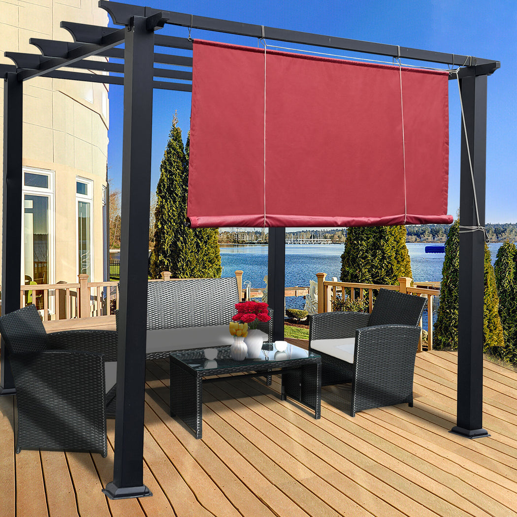 Alion Home Waterproof Outdoor No Drill Roll Up Pergola Shade - Burgundy Red