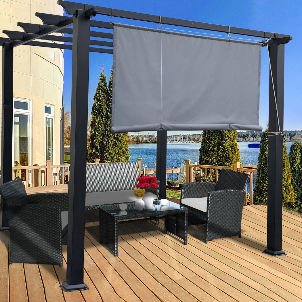 Alion Home Waterproof Outdoor No Drill Roll Up Pergola Shade - Grey