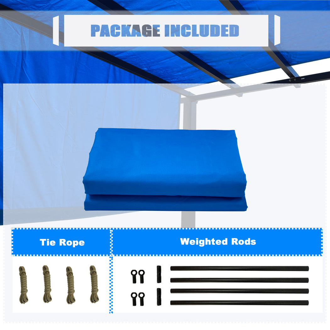 Alion Home Universal Waterproof Pergola Shade Cover w/Rod Pockets (Includes Weighted Rods) - Royal Blue