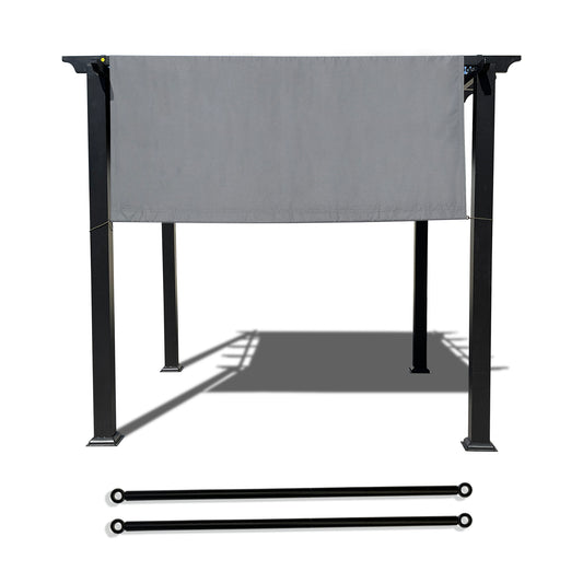 Grey waterproof pergola replacement canopy with weighted metal rods