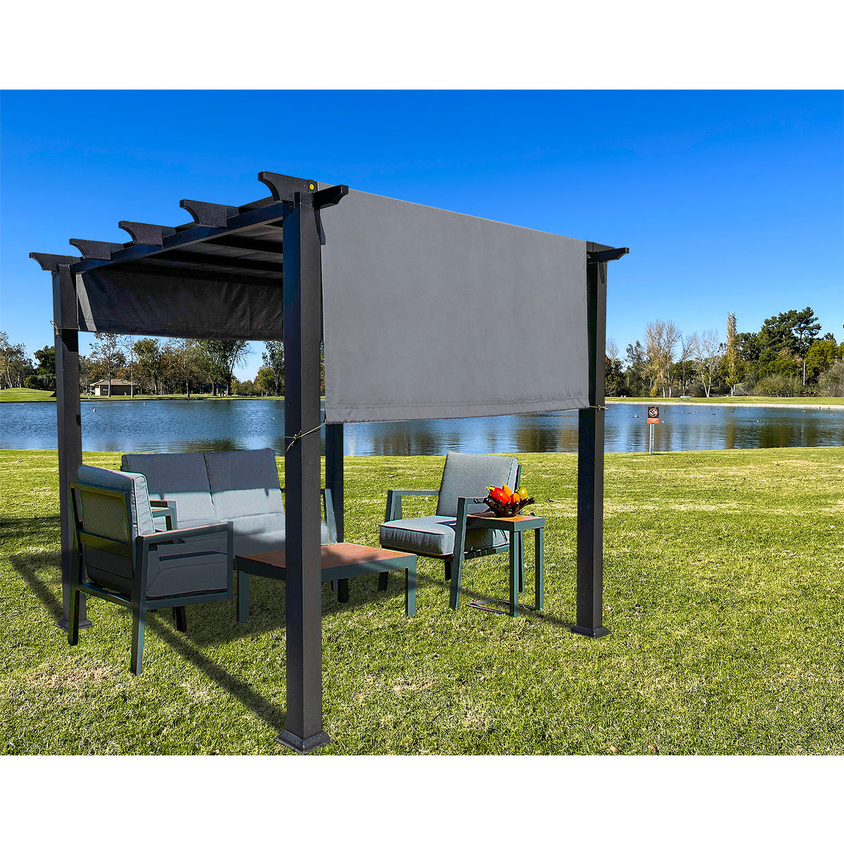 Waterproof Pergola Replacement Canopy with 2 Weighted Metal Rods – 200 GSM PU-Coated Polyester