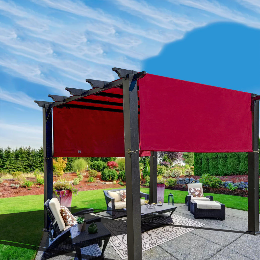 Alion Home Universal Waterproof Pergola Shade Cover w/Rod Pockets (Includes Weighted Rods) - Burgundy Red