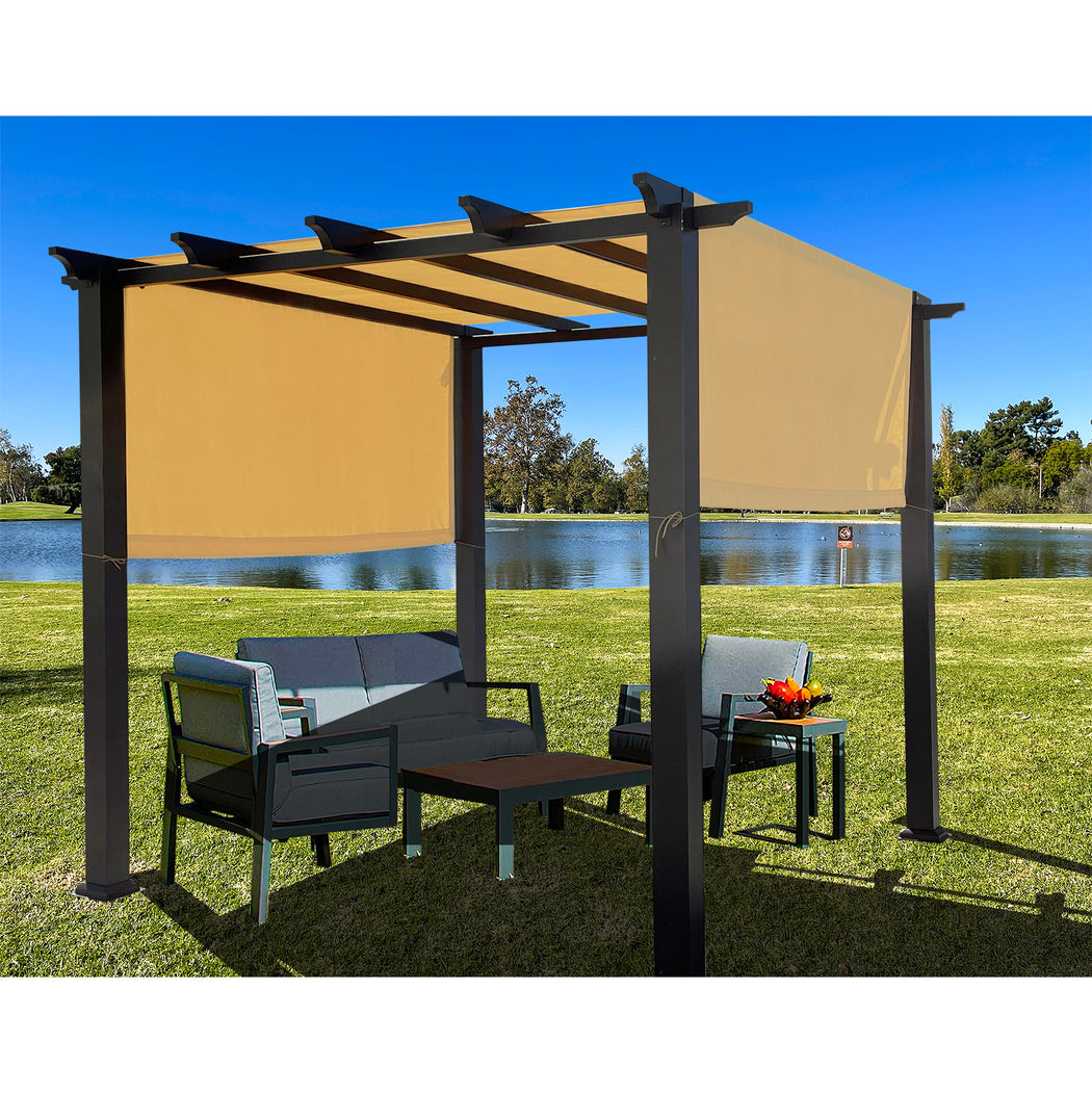 Alion Home Universal Waterproof Pergola Shade Cover w/Rod Pockets (Includes Weighted Rods) - Sand