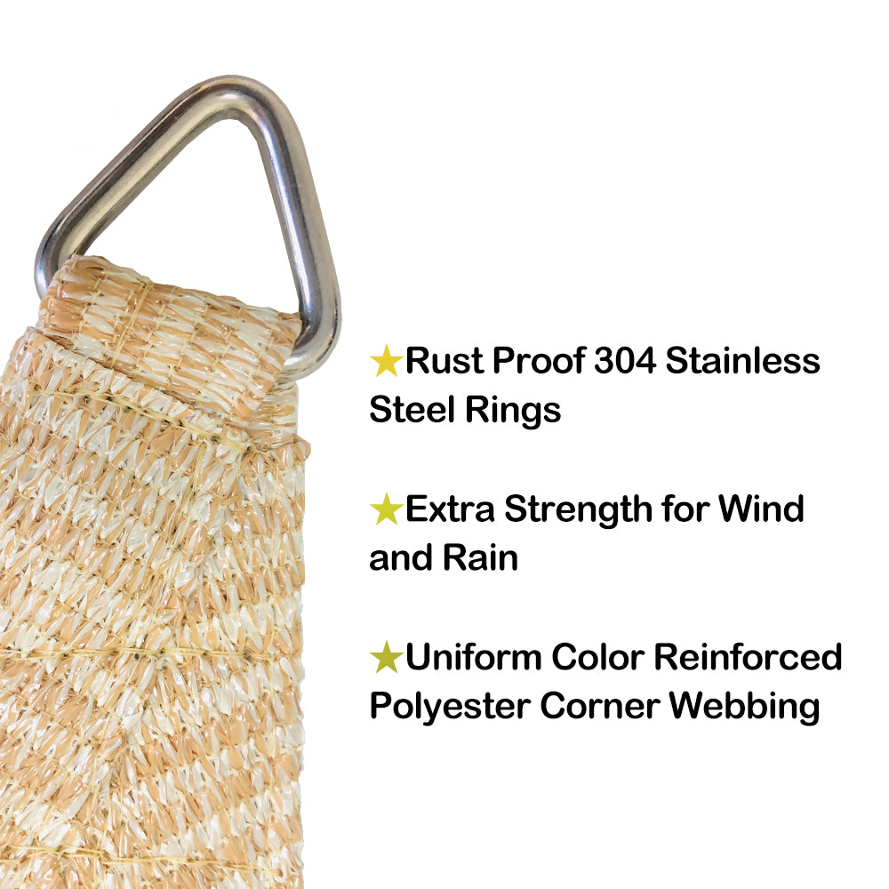 Custom Size Right Triangle HDPE UV Block Sun Shade Sail (Hardware Kit Included) - Banha Beige
