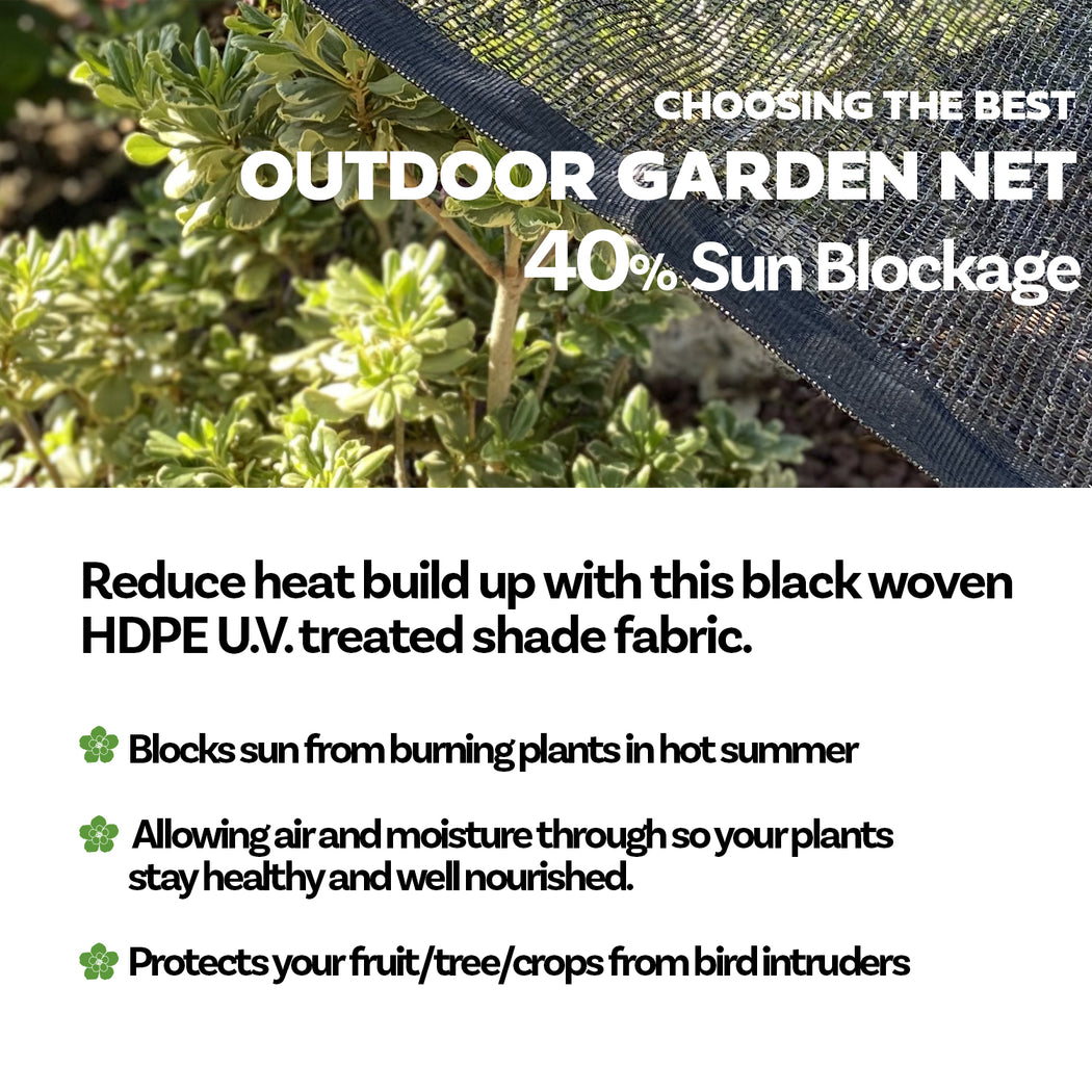 Custom Size 40% Sun Block Garden Netting Mesh - Black