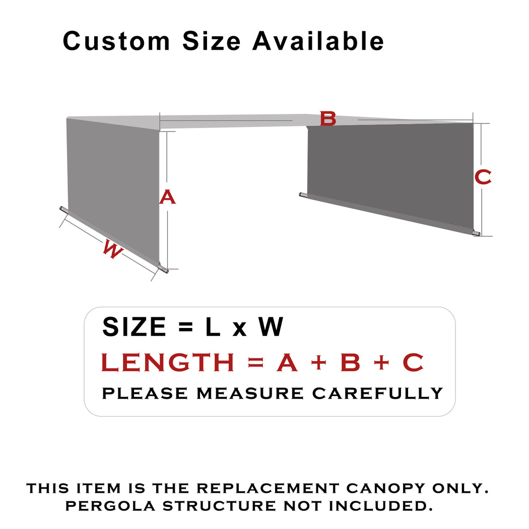 Custom Sizes Rod Pocket Waterproof Universal Replacement Shade Canopy Top Cover for Pergola - Beige (Pergola Not Included) *Rod Pockets on the Width (Length x Width)*