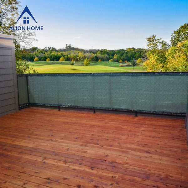 Custom Size (1' X 26') Standard Size Privacy Screen - Dark Green w/Black Trim