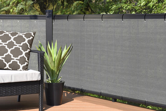 Grey 6 ft tall HDPE privacy screen product rendering