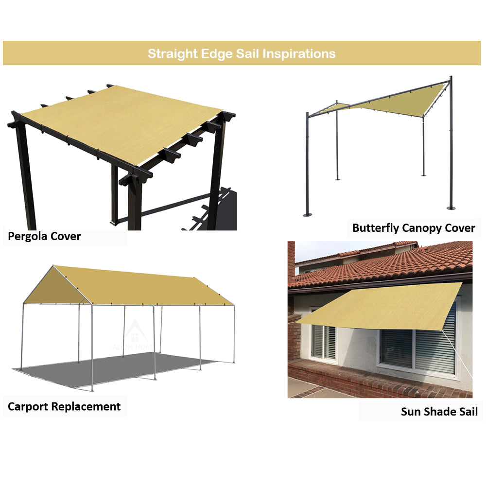 Custom Sized HDPE Straight Edge Sun Shade Sail - Sand
