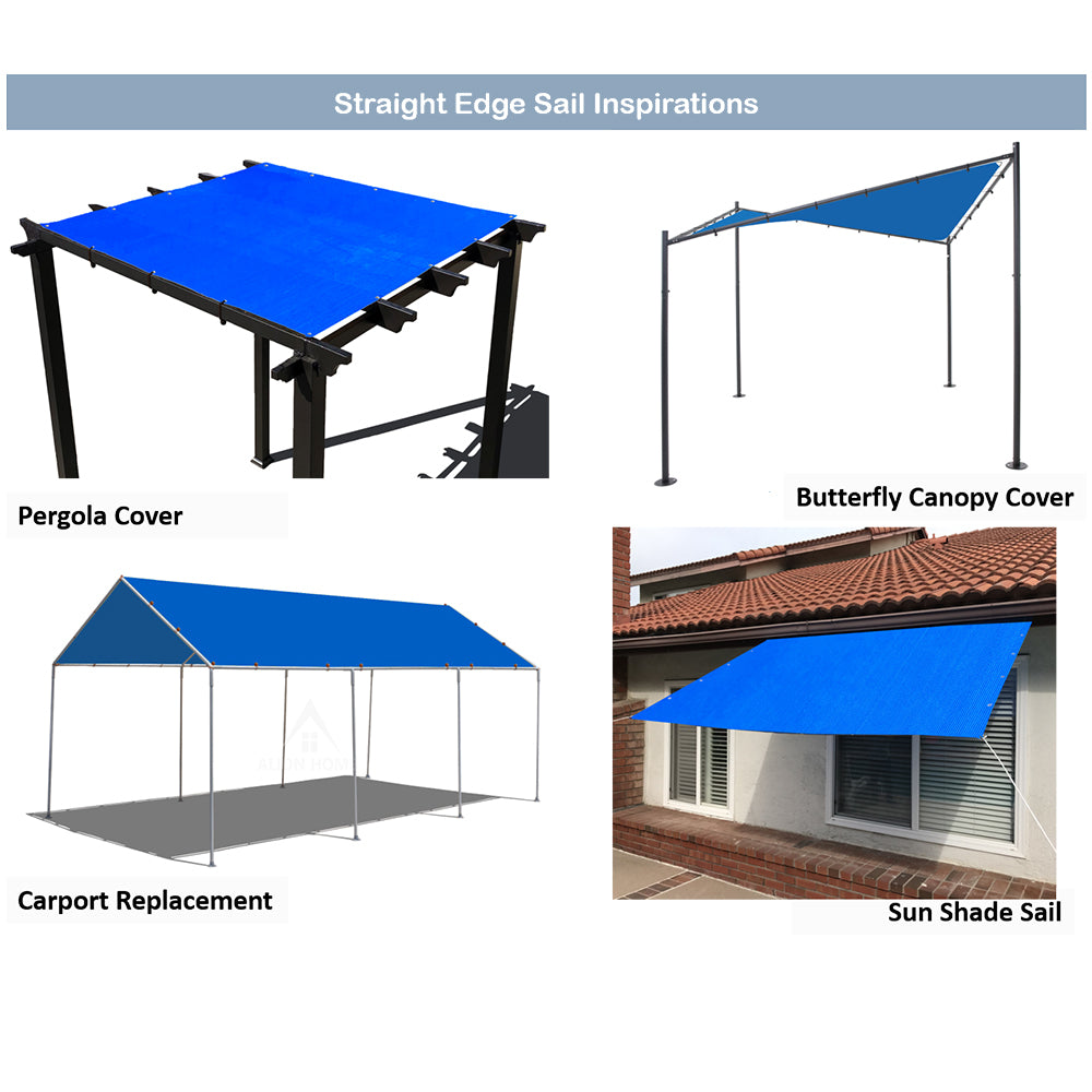 Custom Sized HDPE Straight Edge Sun Shade Sail - Blue