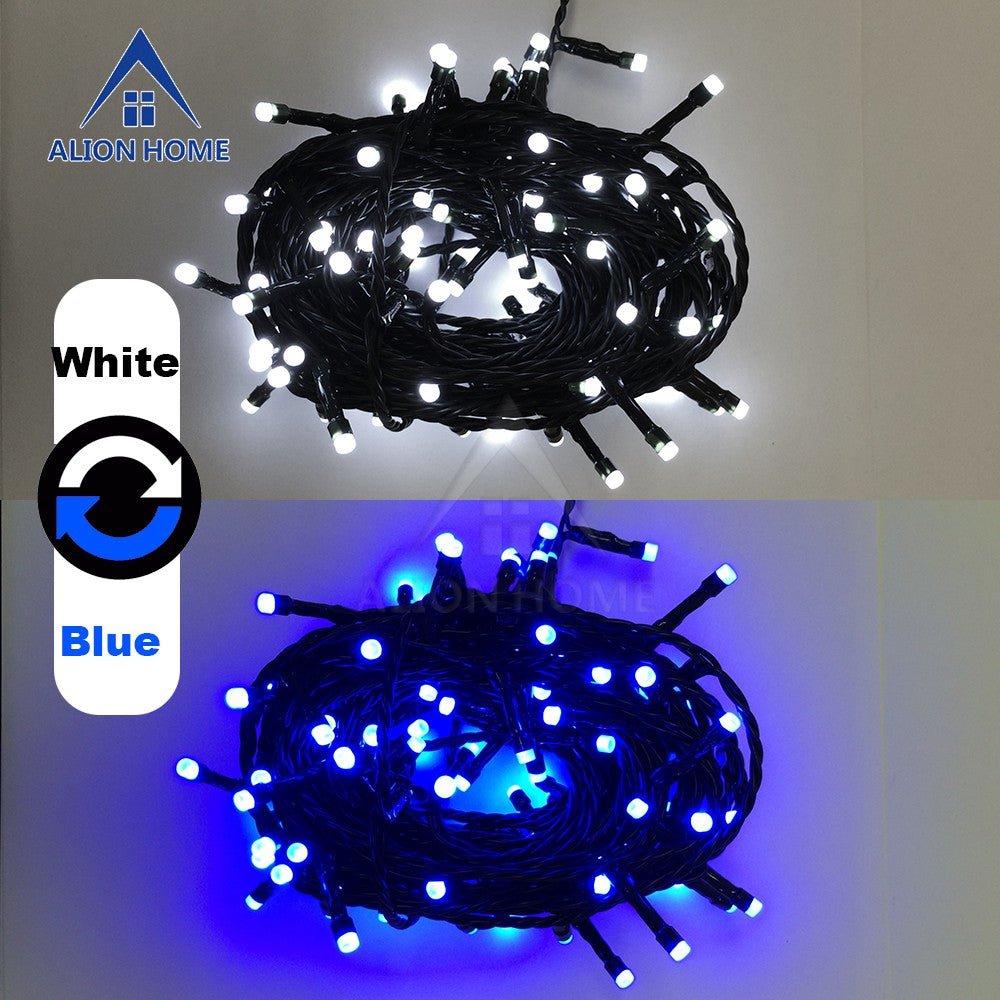 Cool White + Blue String Lights 100 Dual-Color DIP LED 9 Lighting Functions 33ft