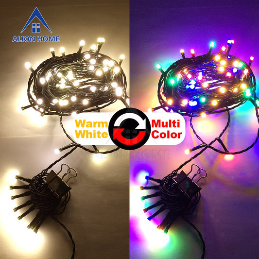 Warm White + Multicolor String Lights 100 Dual-Color DIP LED 9 Lighting Functions 33ft