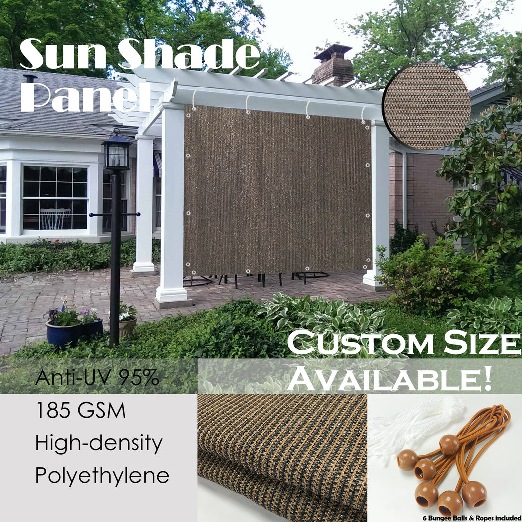 Custom Sized Sun Shade Privacy Panel (4 Sides Hemmed w/Grommets) - Mocha Brown