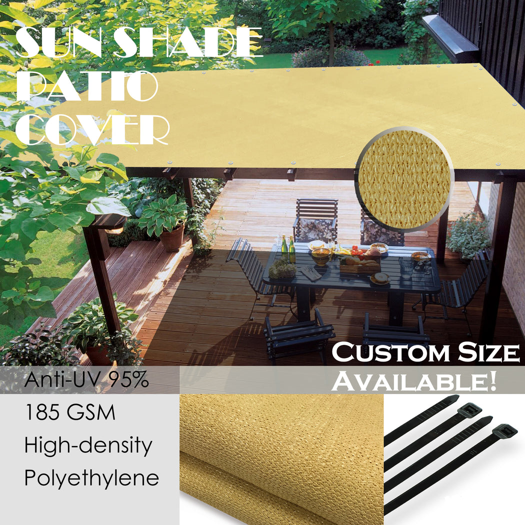 HDPE Pergola / Patio Cover Panel w/ 4 Side Hems & Grommets - Sand