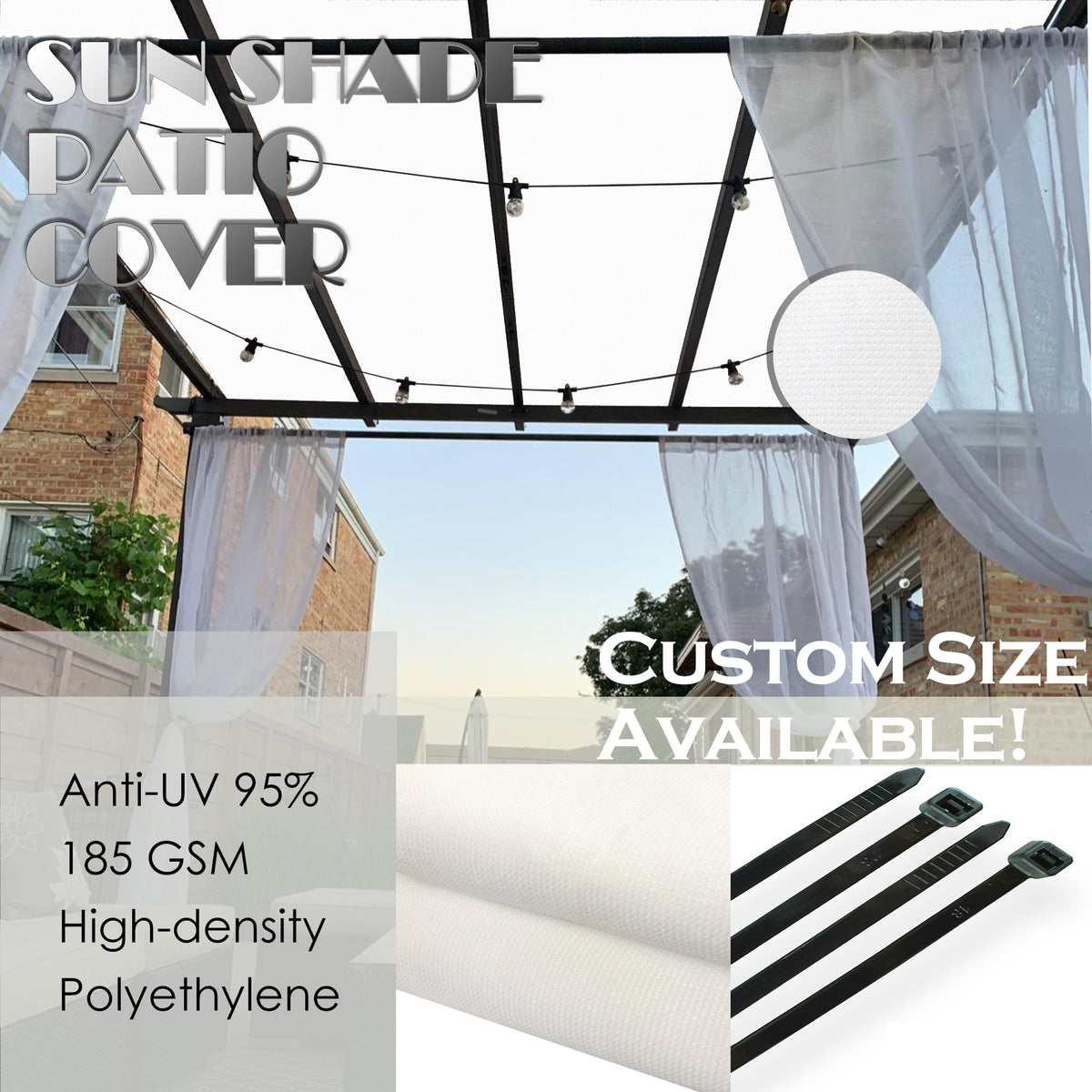 White breathable HDPE patio shade panel product view