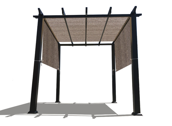 Pergola Shade Cover - HDPE Sun Shade Rod Pocket Panel for Pergola - Walnut (Pergola Not Included) *Rod Pockets on the Width (Length x Width)*