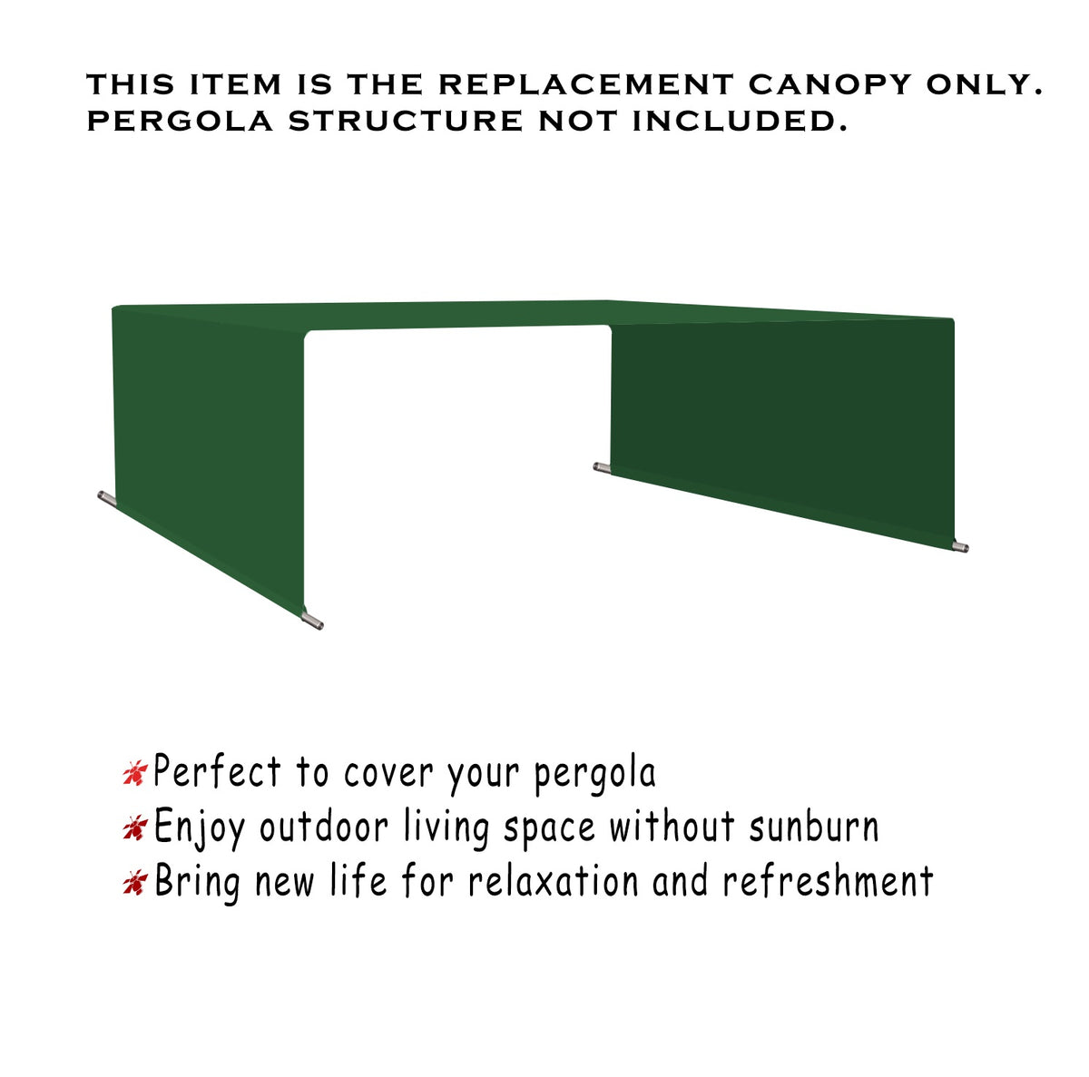 Waterproof Pergola Replacement Canopy with Rod Pockets – Dark Green