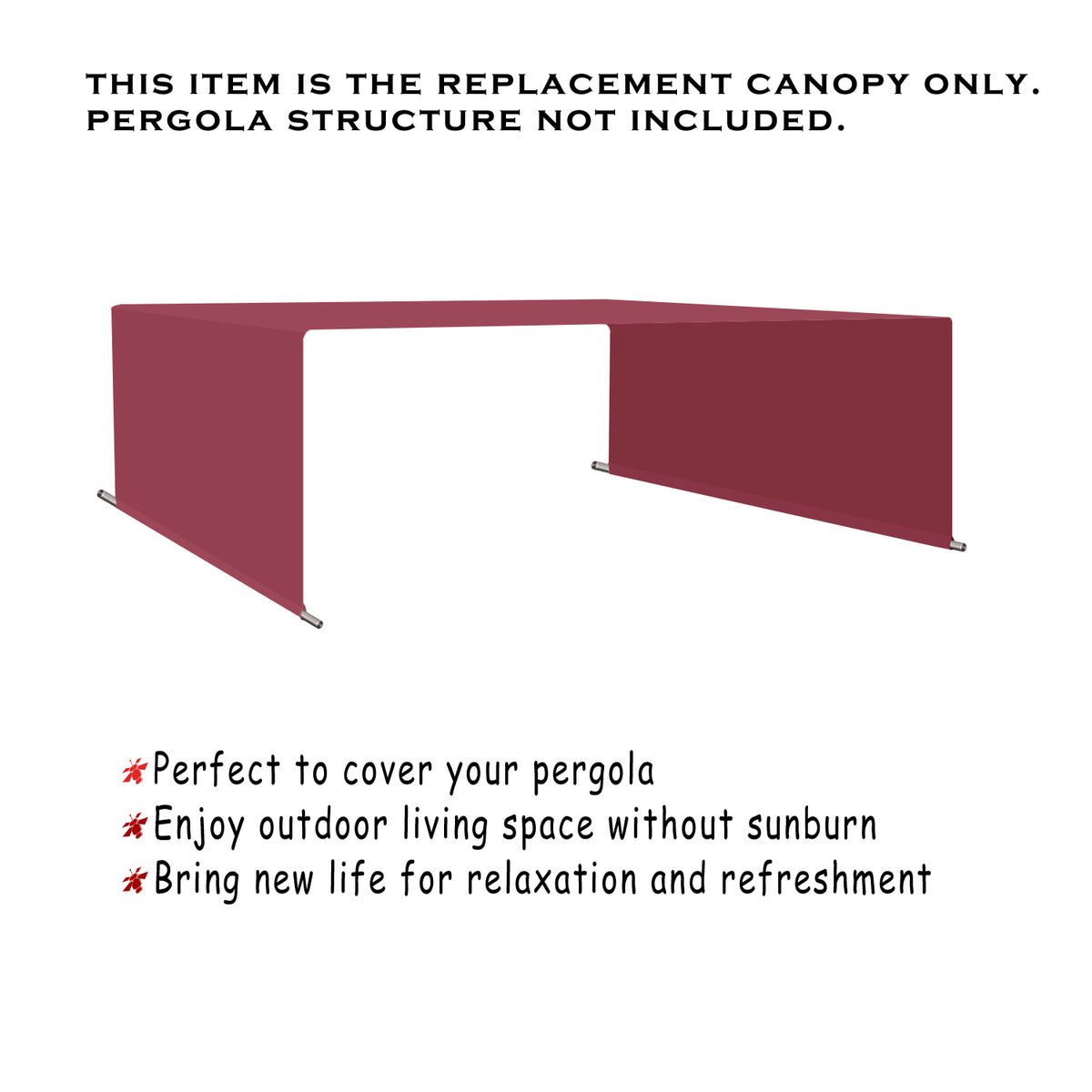 Waterproof Pergola Replacement Canopy with Rod Pockets – Burgundy Red