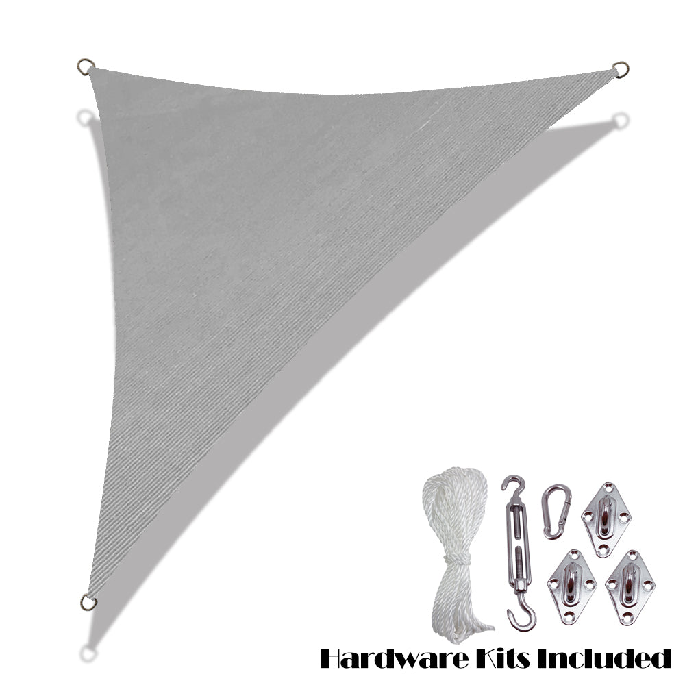 Custom Size Right Triangle HDPE UV Block Sun Shade Sail (Hardware Kit Included) - Grey