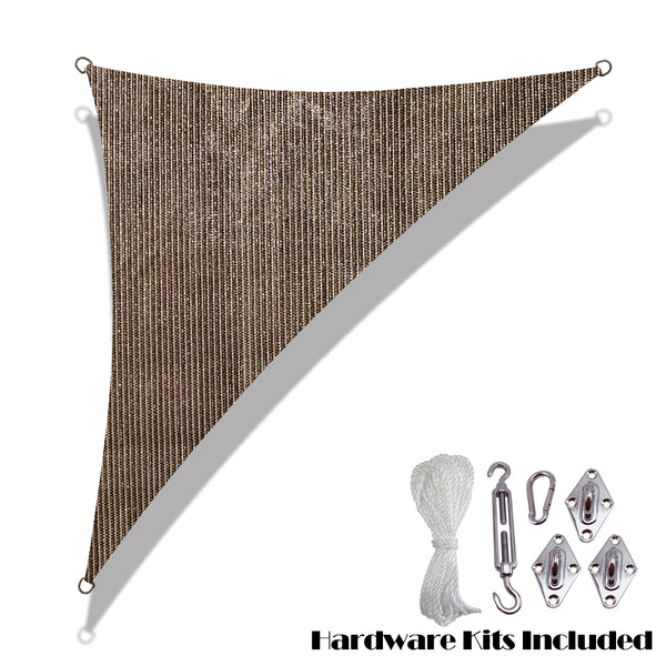Custom Size Right Triangle HDPE UV Block Sun Shade Sail (Hardware Kit Included) - Mocha Brown