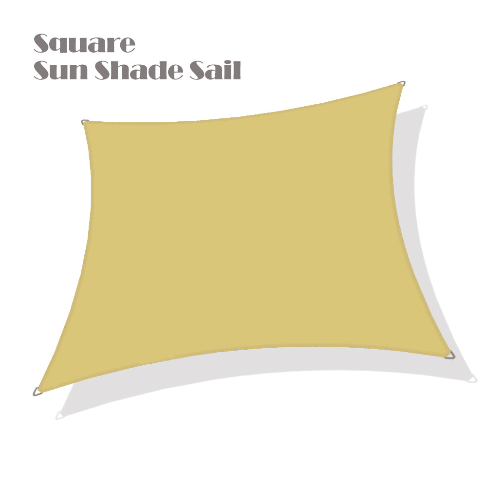 Custom Sizes Rectangular Waterproof Woven Sun Shade Sail w/Stainless Steel Hardware kits - Sand