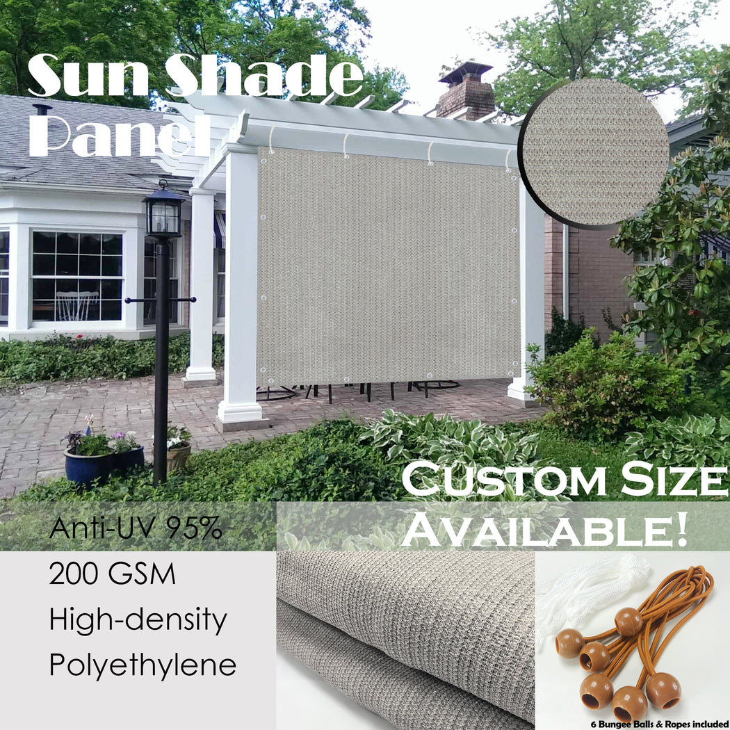 Custom Sized Sun Shade Privacy Panel (4 Sides Hemmed w/Grommets) - Smoke