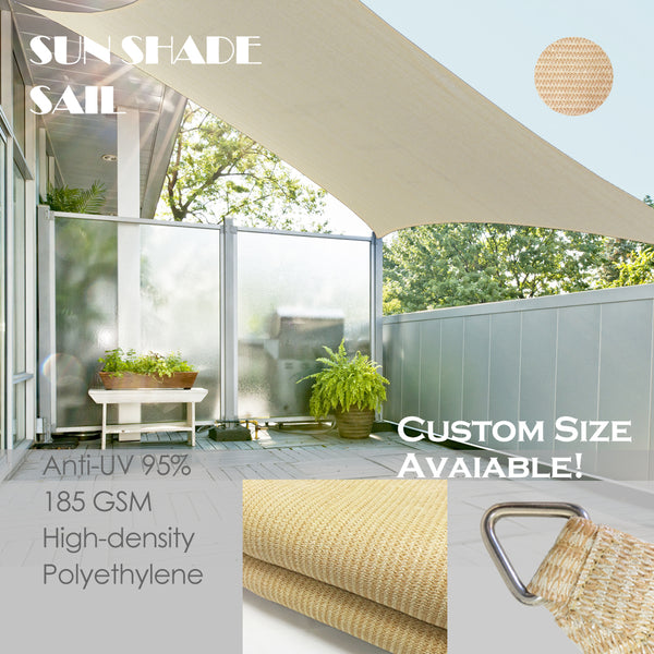 HDPE Rectangle Sun Shade Sail Permeable Canopy Custom Size - Beige, Walnut, Dark Brown
