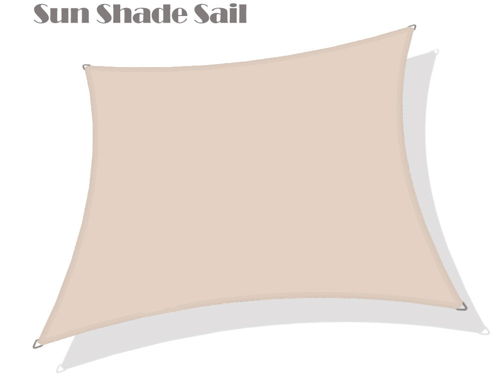 Custom Sizes Square/Rectangular Waterproof Woven Sun Shade Sail  - Beige