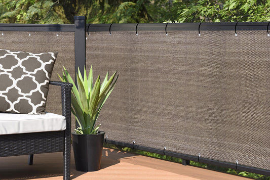 Walnut 2 ft tall HDPE privacy screen product rendering