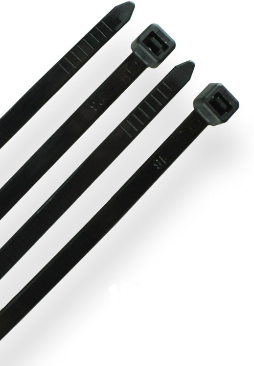 100 Pcs 10" Nylon Zip Cable Ties - 60lbs, Black, UV Treated, Weather Resistant